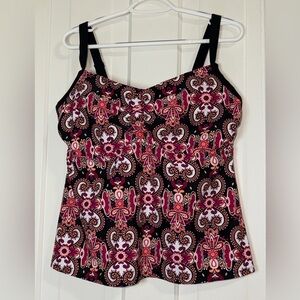 Women's plus size 18, 18W Merona Black and Pink Floral swim top